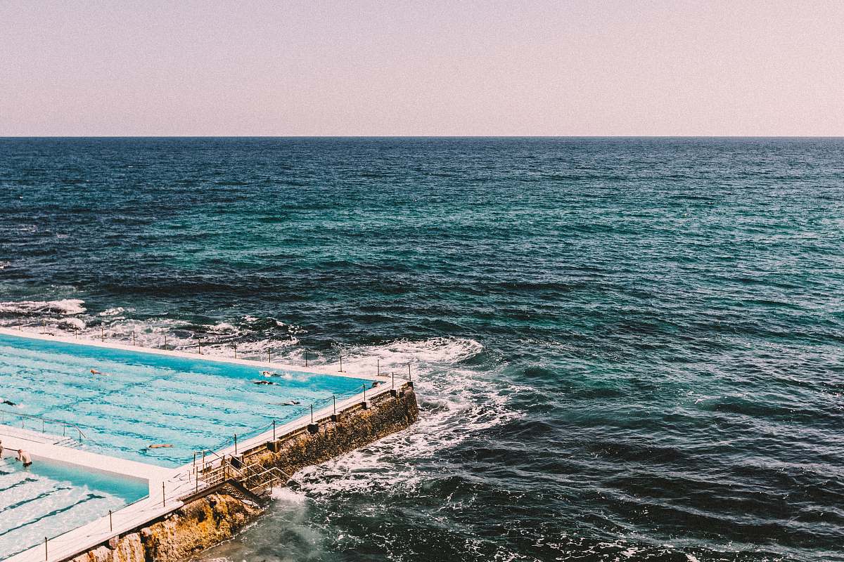 bondi beach aerial photography of body of water water
